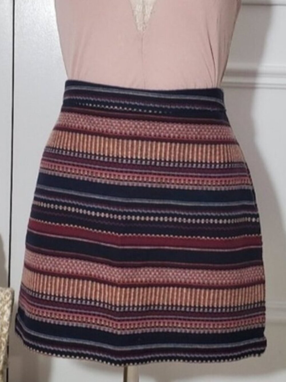 Hollister Bohemian Striped Woven Skirt with Zip- Size Small- NWOT